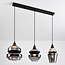 Suspension Sofie 3 lumières en verre fumé - noir