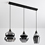 Suspension Sofie 3 lumières en verre fumé - noir