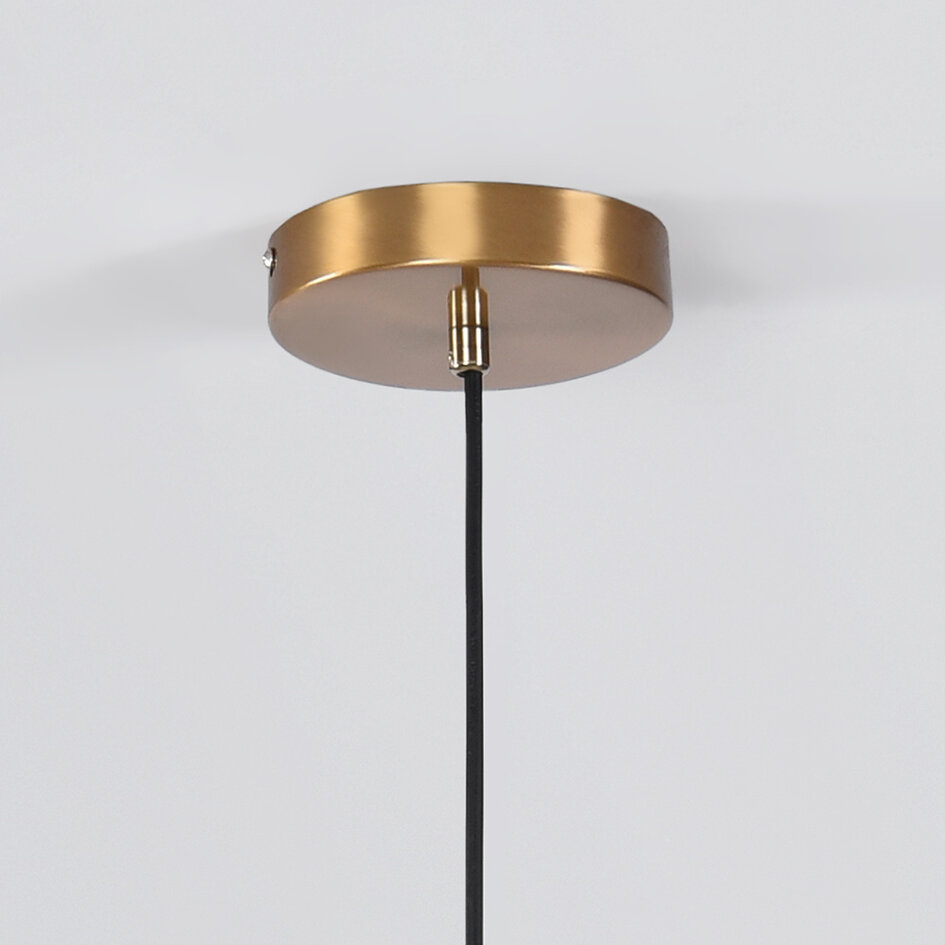 Suspension design 7 lumières Sette - verre ambré et doré