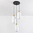 Suspension Laura 3 lumières en verre opalin - noir et or