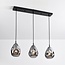 Suspension Faliste 3 lumières - noir et verre fumé
