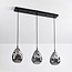 Suspension Faliste 3 lumières - noir et verre fumé