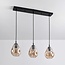 Suspension Faliste 3 lumières - noir et verre ambré