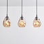 Suspension Faliste 3 lumières - noir et verre ambré