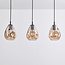 Suspension Faliste 3 lumières - noir et verre ambré