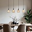 Suspension moderne en verre noir avec verre ambré, 4 lumières - Faliste