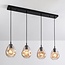 Suspension moderne en verre noir avec verre ambré, 4 lumières - Faliste