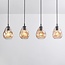 Suspension moderne en verre noir avec verre ambré, 4 lumières - Faliste