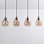 Suspension Faliste 4 lumières - noir et verre ambré