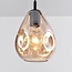 Suspension moderne en verre noir avec verre ambré, 4 lumières - Faliste