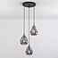 Suspension Lainas 3 lumières - noir et verre fumé
