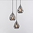 Lampe suspendue design noire avec verre fumé, 3 lumières - Lainas