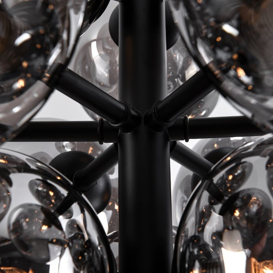 Lampe suspendue design noire avec verre fumé, 12 lumières - Decadi