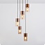 Suspension design à 5 lumières marron café avec verre ambré - Cortado