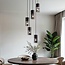 Lampe suspendue industrielle noire avec verre fumé, 5 lumières - Cortado