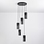 Suspension Cortado 5 lumières - noir et verre fumé