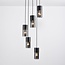 Lampe suspendue industrielle noire avec verre fumé, 5 lumières - Cortado