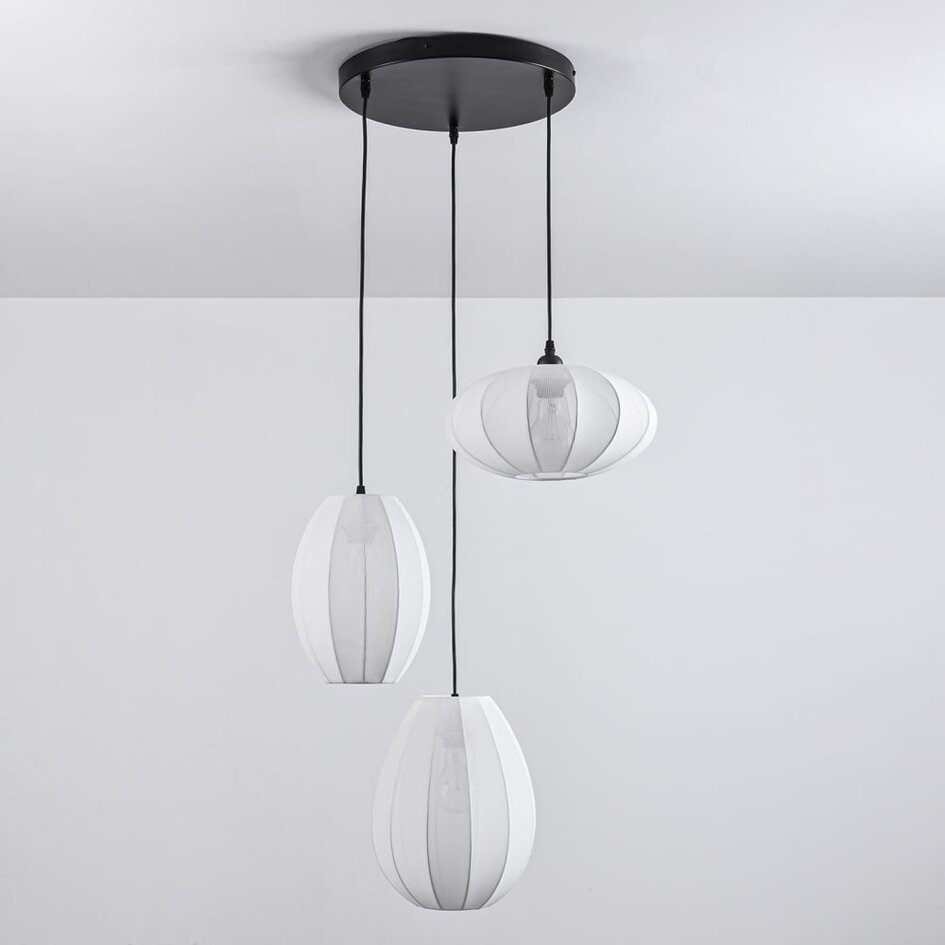 Suspension Fabrica 3 lumières - lampions en tissu blanc