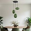 Suspension japandi à 3 lumières avec lanternes en tissu vert - Fabrica