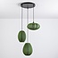 Suspension Fabrica 3 lumières - lampions en tissu vert