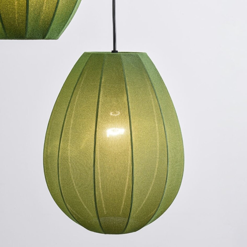 Suspension japandi à 3 lumières avec lanternes en tissu vert - Fabrica