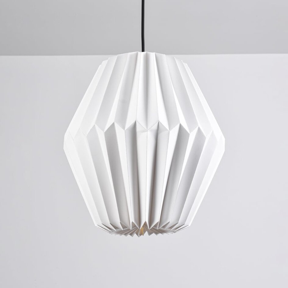 Suspension Berlian en papier - blanc avec abat-jour plissé