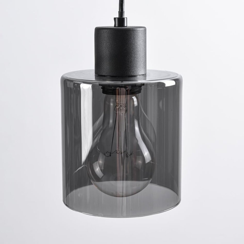 Suspension Pella 4 lumières - noir et verre fumé