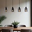 Suspension Palaio 4 lumières - noir et verre fumé