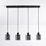 Suspension moderne noire avec verre fumé, 4 lumières - Palaio