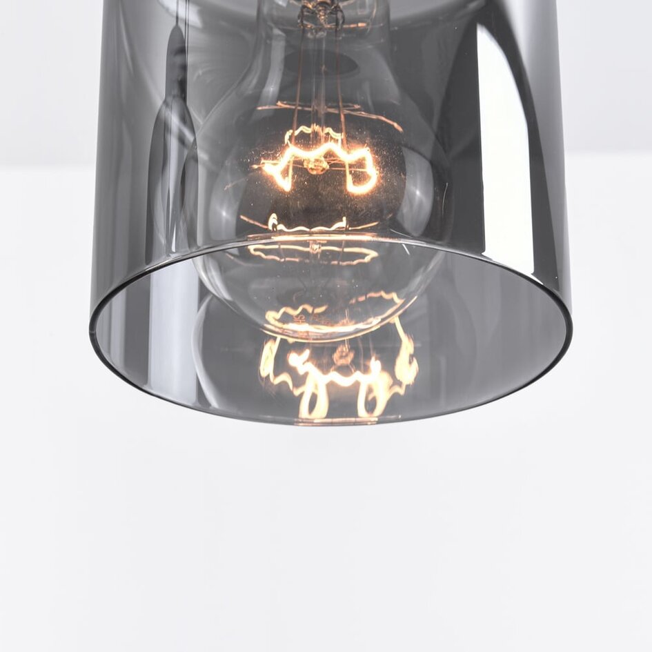 Suspension moderne noire avec verre fumé, 4 lumières - Palaio