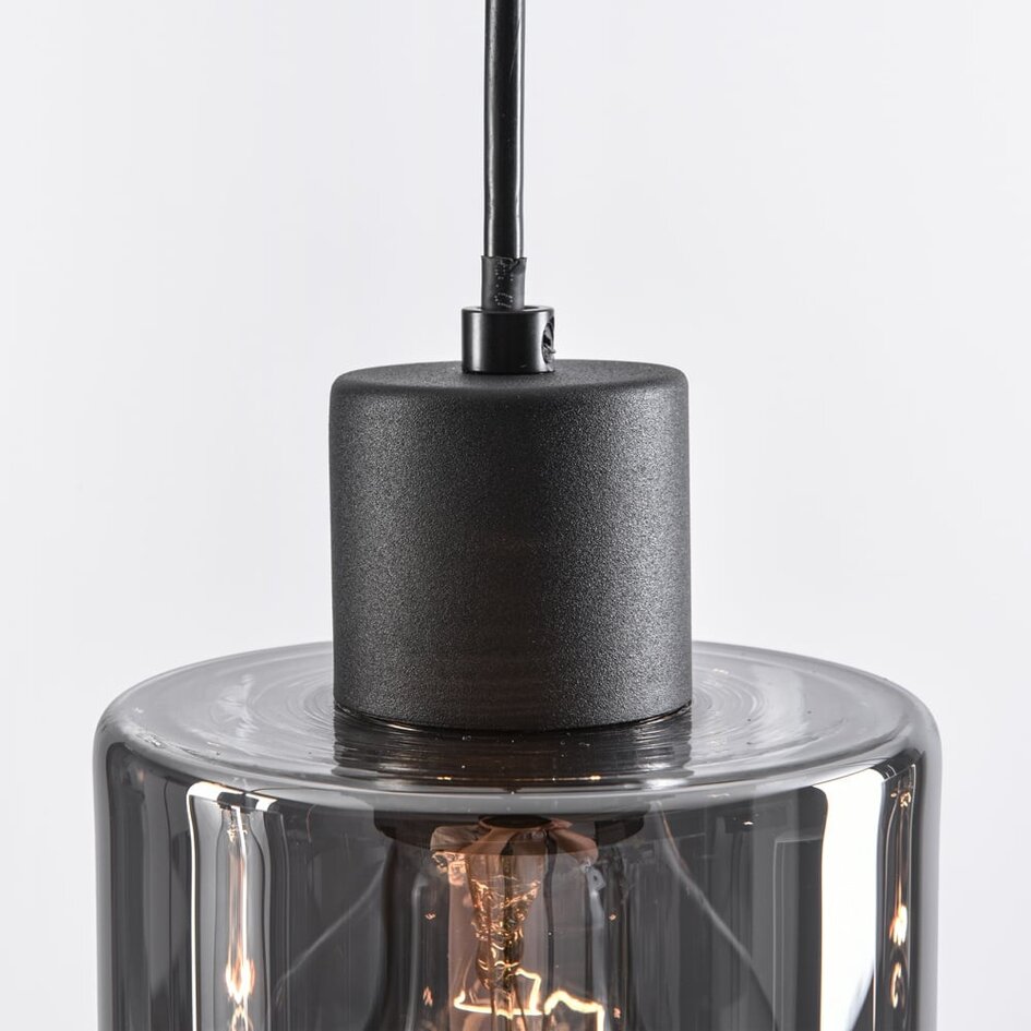 Suspension moderne noire avec verre fumé, 4 lumières - Palaio