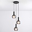 Suspension moderne en verre mat gris, 3 lumières - Brinati