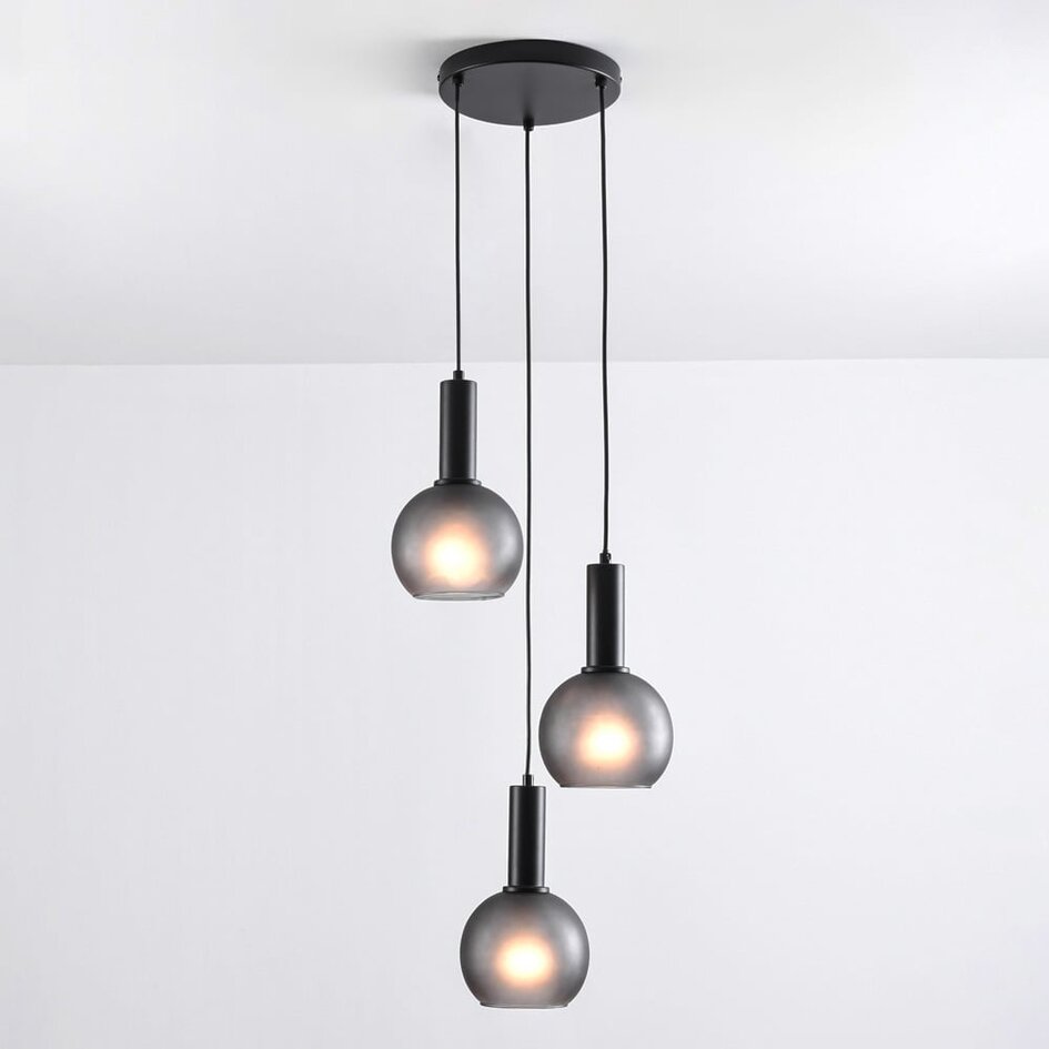 Suspension Brinati 3 lumières - verre dépoli gris