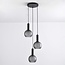 Suspension Brinati 3 lumières - verre dépoli gris