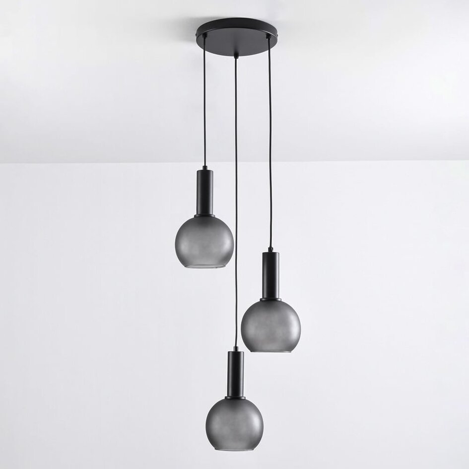Suspension Brinati 3 lumières - verre dépoli gris
