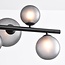 Suspension Givree 9 lumières - noir et verre dépoli gris