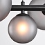 Suspension design en verre, 9 lumières, noir avec verre mat gris - Givree