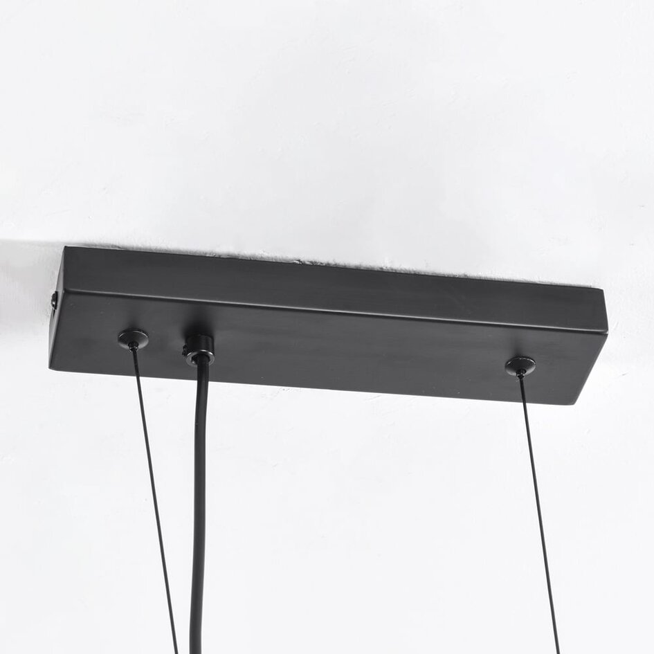 Suspension Givree 9 lumières - noir et verre dépoli gris
