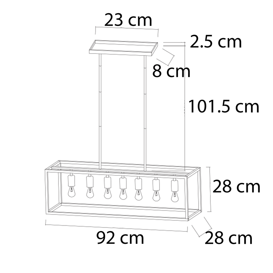 Suspension industrielle 7 lumières Zagreb cage noire