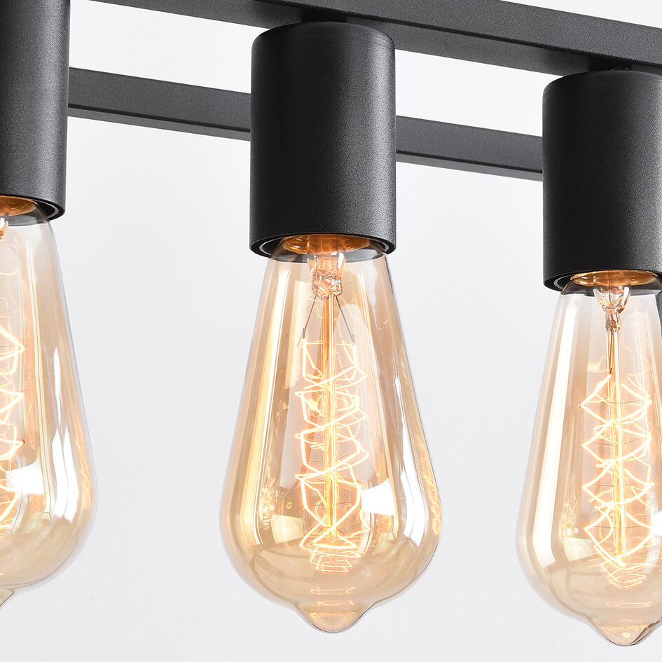Suspension industrielle 7 lumières Zagreb cage noire