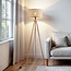 Lampadaire trépied Vime avec abat-jour en rotin - bois