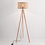 Lampadaire trépied Vime avec abat-jour en rotin - bois