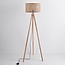 Lampadaire trépied Vime avec abat-jour en rotin - bois