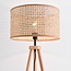 Lampadaire trépied Vime avec abat-jour en rotin - bois