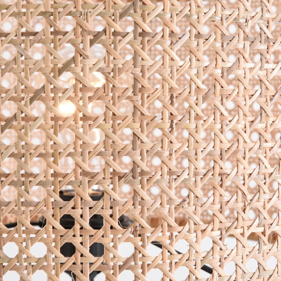 Lampadaire en bois trépied avec abat-jour en rotin - Vime