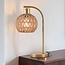 Lampe à poser Kora avec abat-jour en rotin - dorée