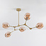 Suspension design 5 lumières en doré avec verre ambré - Thelma