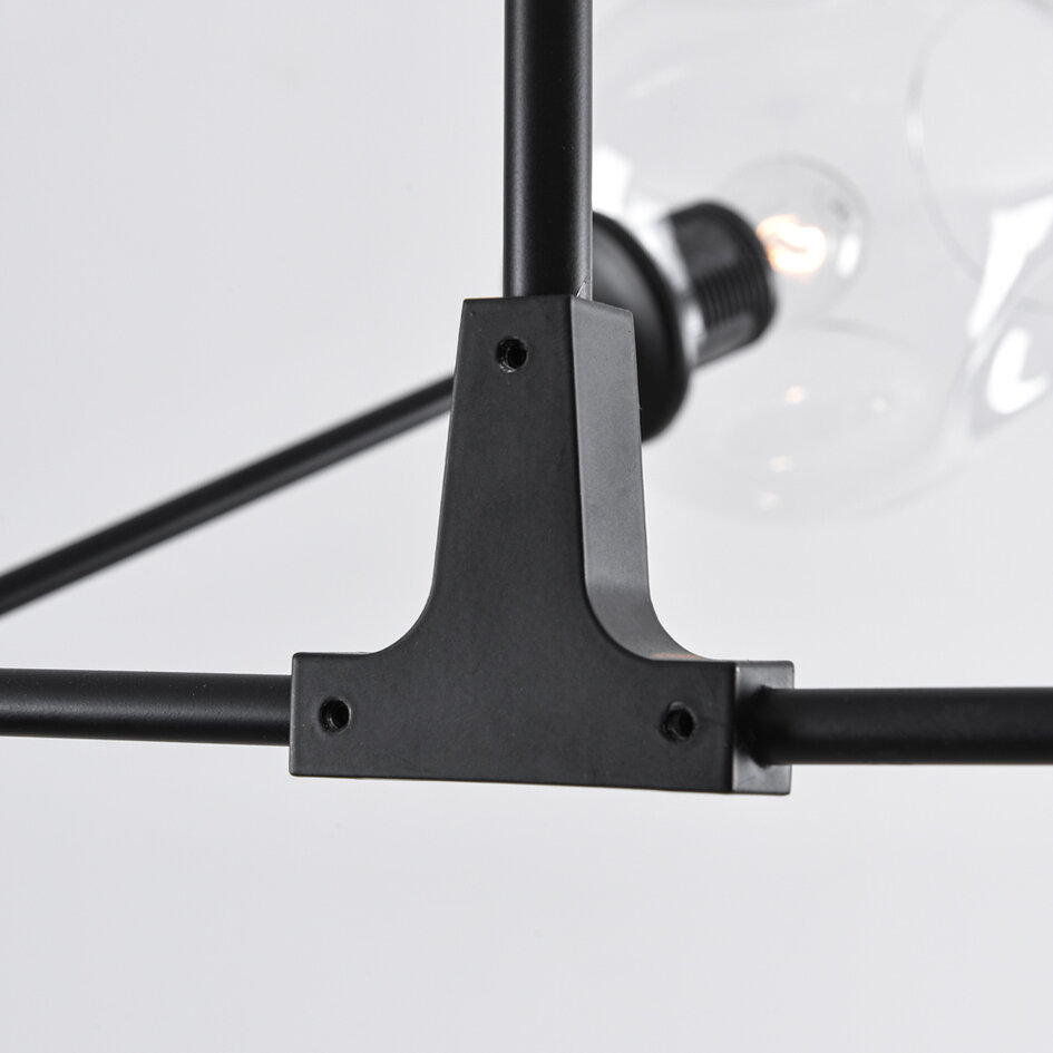 Suspension Philip 7 lumières en verre transparent - noir