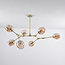 Suspension design 7 lumières en doré avec verre ambré - Stefanie