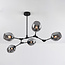 Suspension design 5 lumières en noir avec verre fumé - Thalia